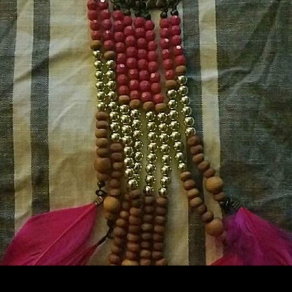 Earrings, boheime, nwot, fuschia - Picture 5 of 8